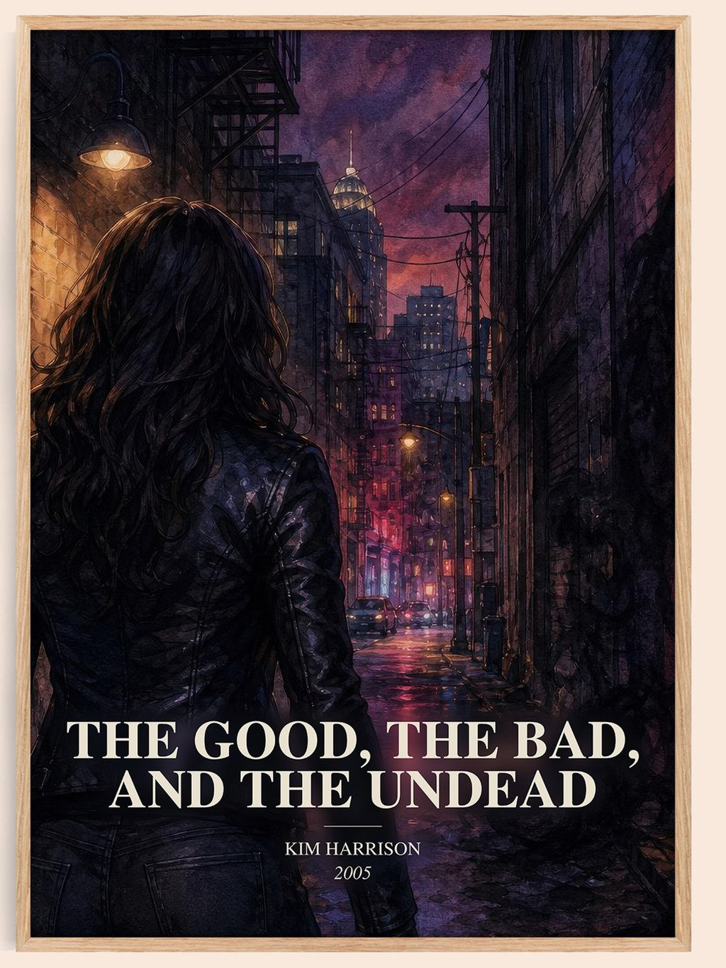 The Good, the Bad, and the Undead watercolour book poster by Kim Harrison – framed literary art print