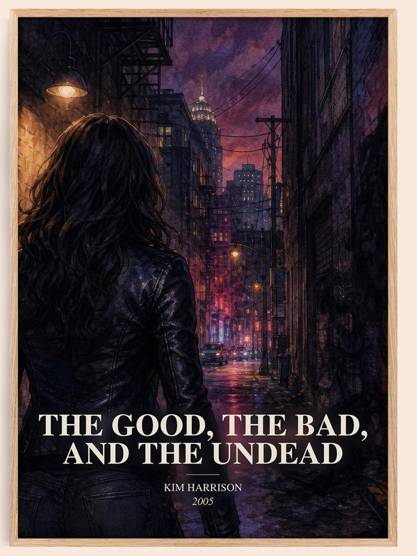 The Good, the Bad, and the Undead watercolour book poster by Kim Harrison – framed literary art print
