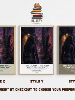 The Good, the Bad, and the Undead book cover print in frame leaning in hallway – fantasy wall art