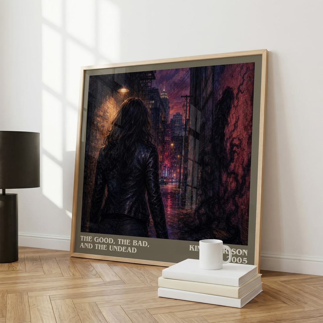 The Good, the Bad, and the Undead literary print framed by window – literary home decor