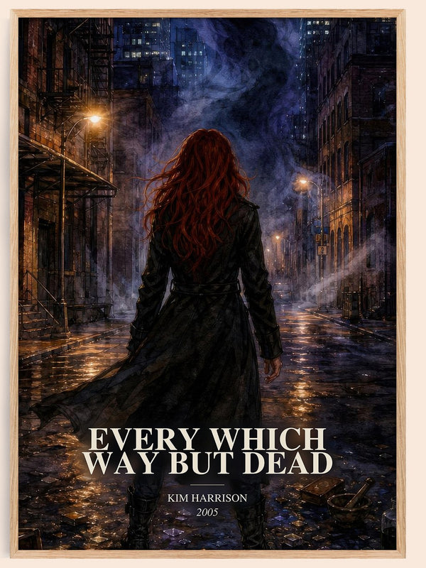 Every Which Way But Dead watercolour book poster by Kim Harrison – framed literary art print