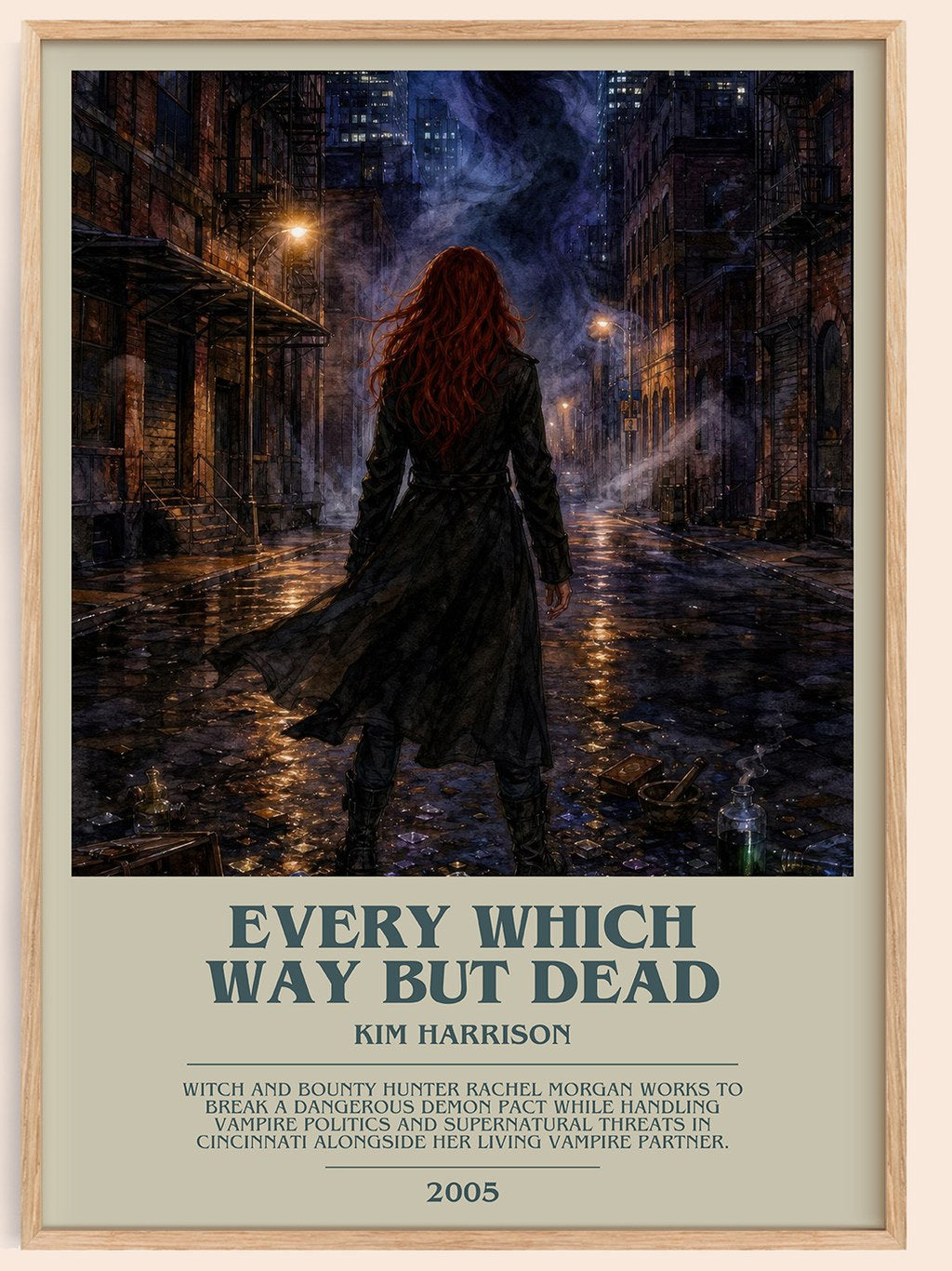 Every Which Way But Dead bookish book poster by Kim Harrison – framed literary art print