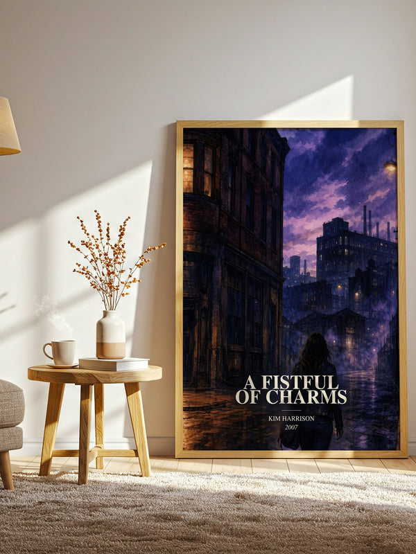 A Fistful of Charms watercolour print in frame leaning in hallway – fantasy wall art