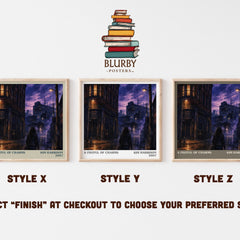 A Fistful of Charms literary print in frame leaning in hallway – fantasy wall art