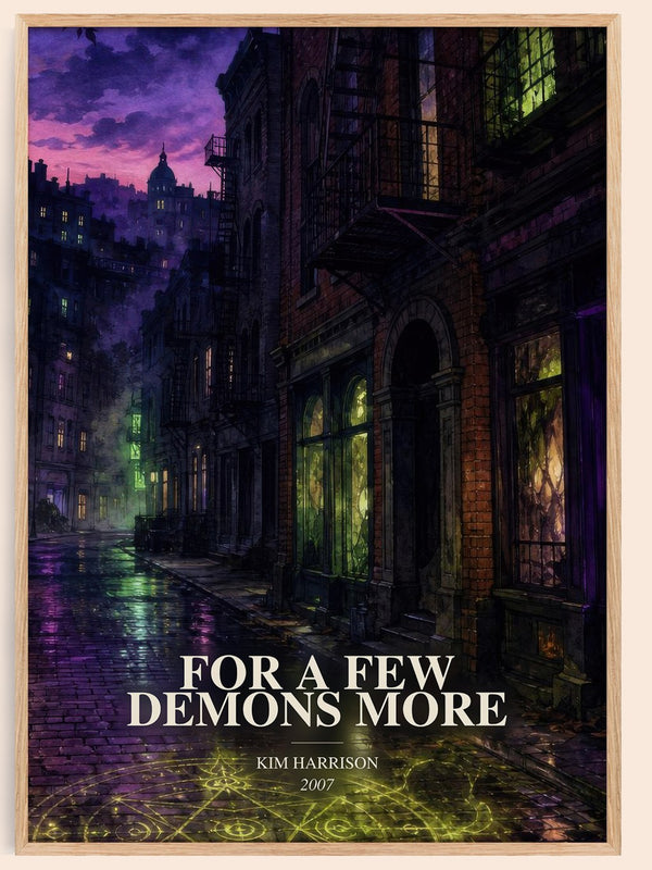 For a Few Demons More watercolour book poster by Kim Harrison – framed literary art print