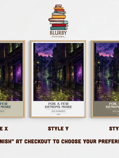 For a Few Demons More book cover print in frame leaning in hallway – fantasy wall art