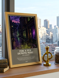 For a Few Demons More bookish print framed by window – literary home decor