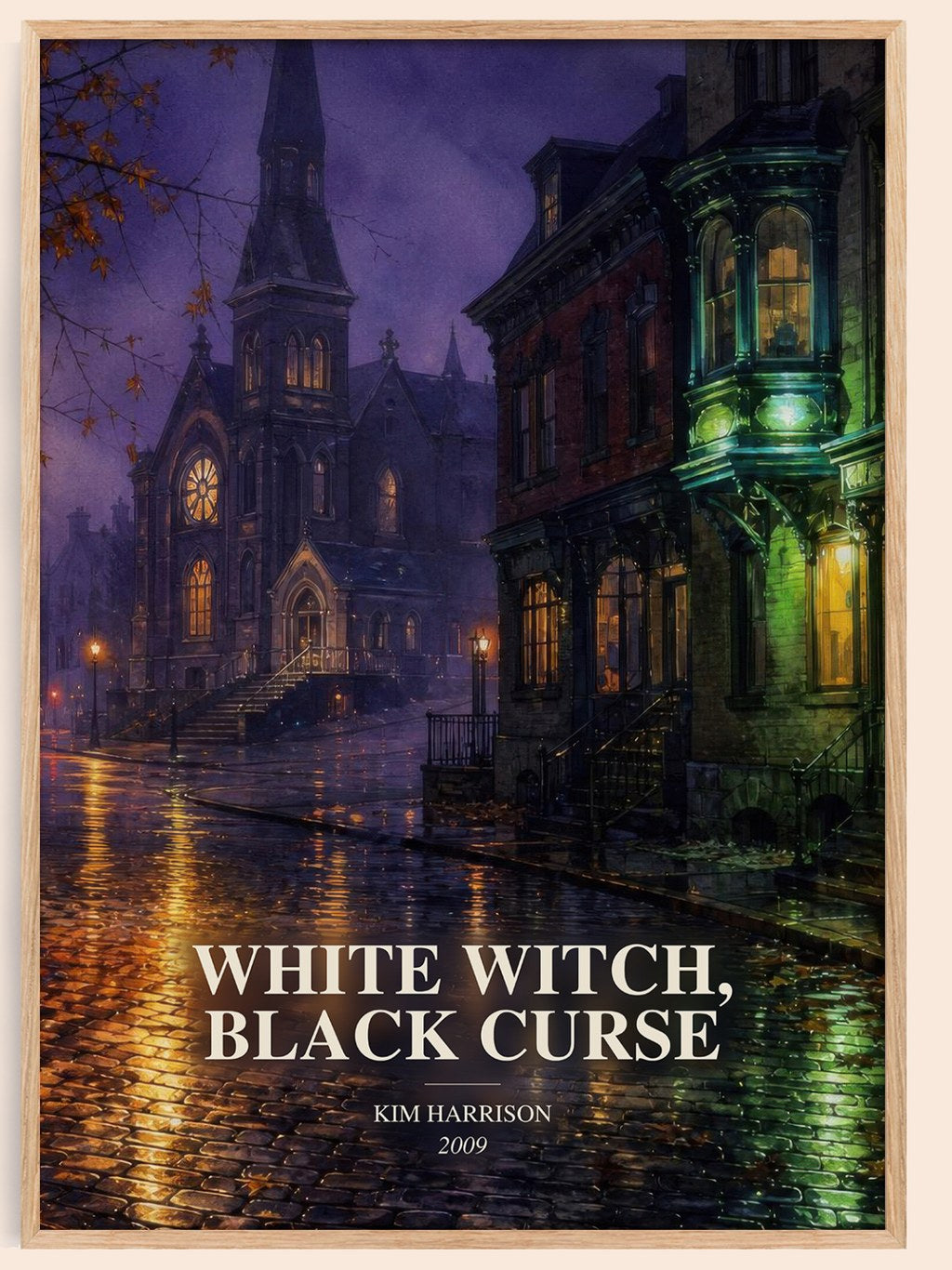 White Witch, Black Curse watercolour book poster by Kim Harrison – framed literary art print