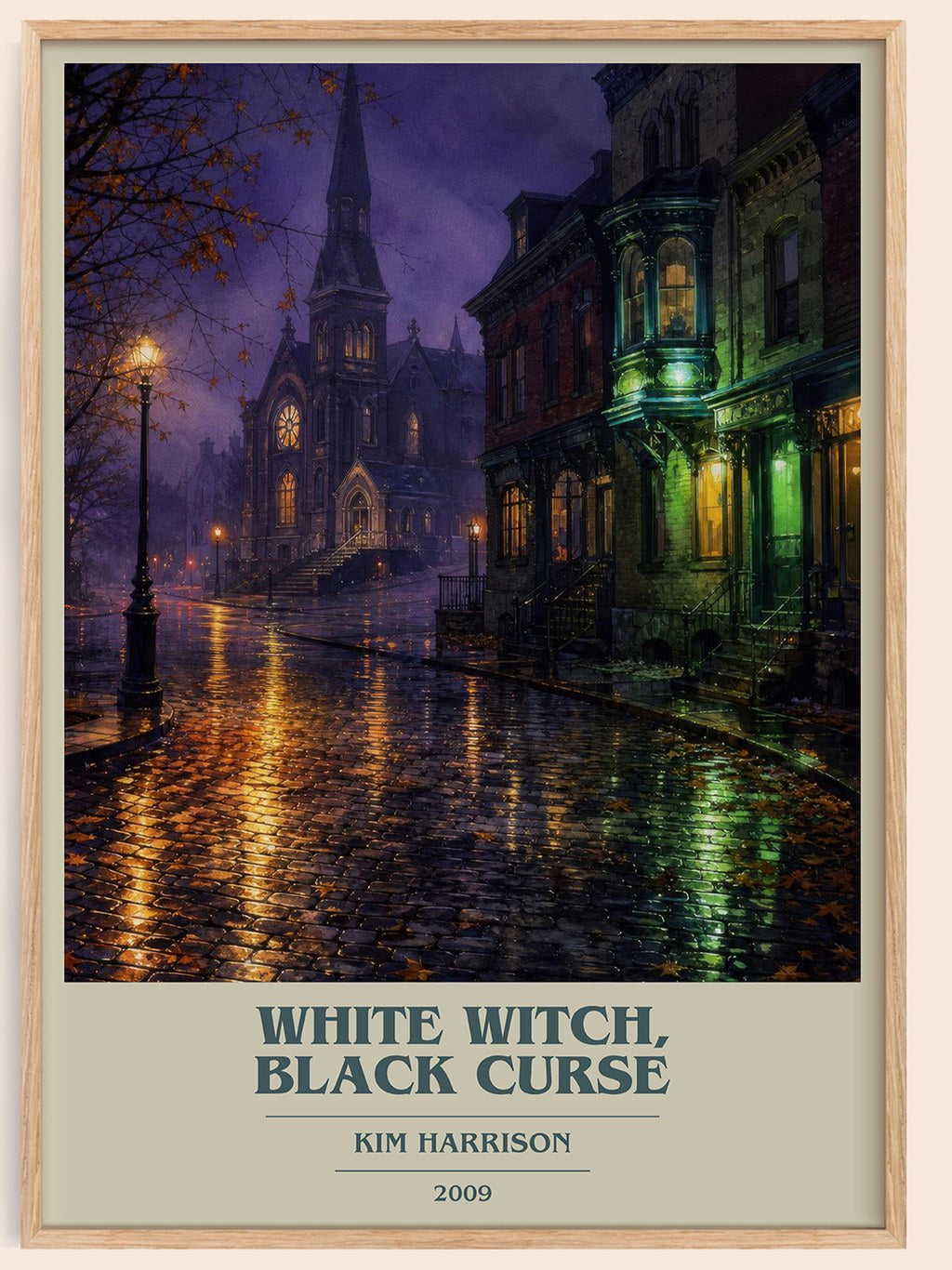White Witch, Black Curse book cover book poster by Kim Harrison – framed literary art print