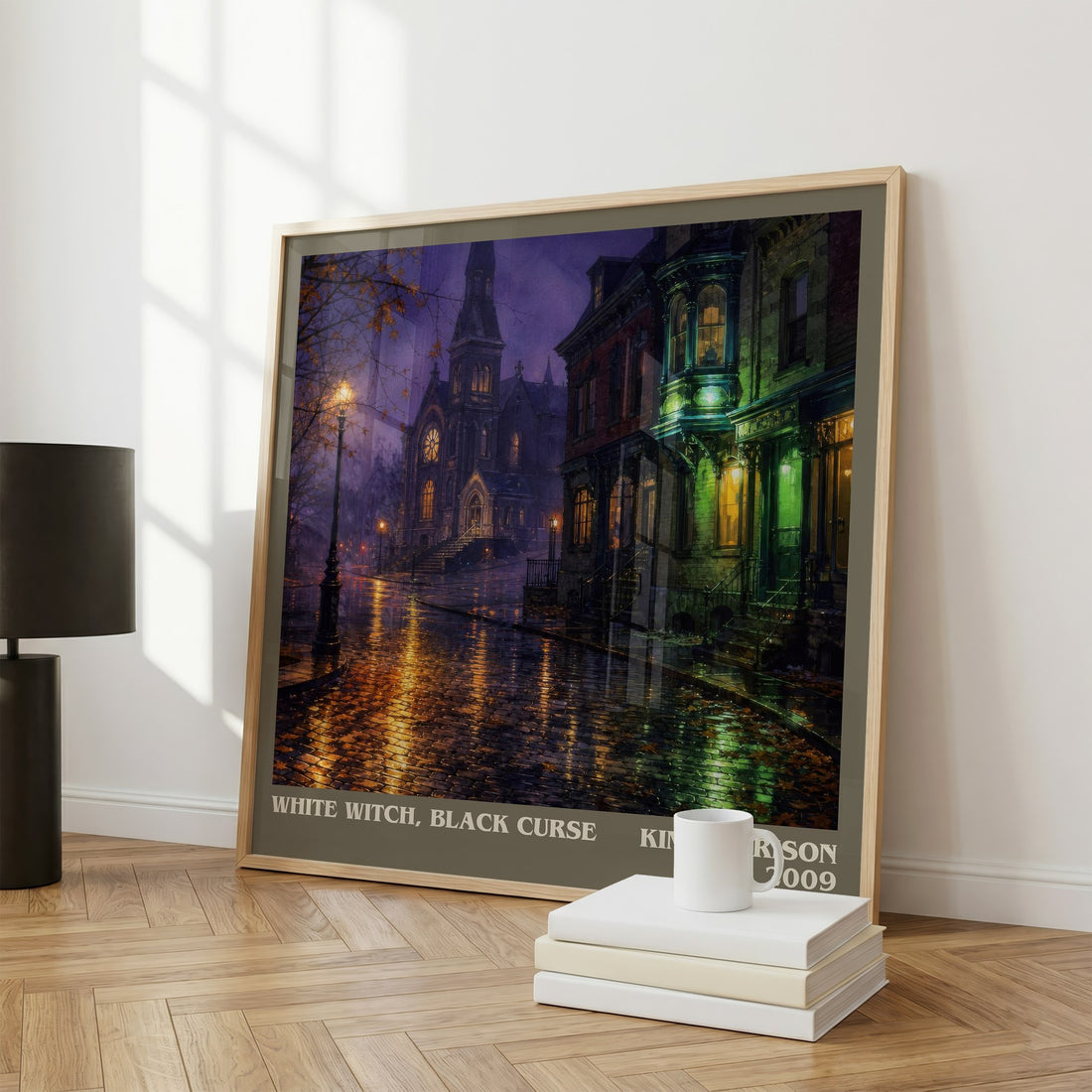 White Witch, Black Curse literary print framed by window – literary home decor