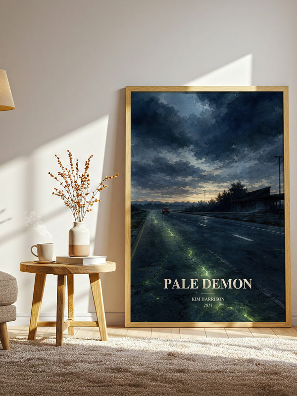 Pale Demon watercolour print in frame leaning in hallway – fantasy wall art