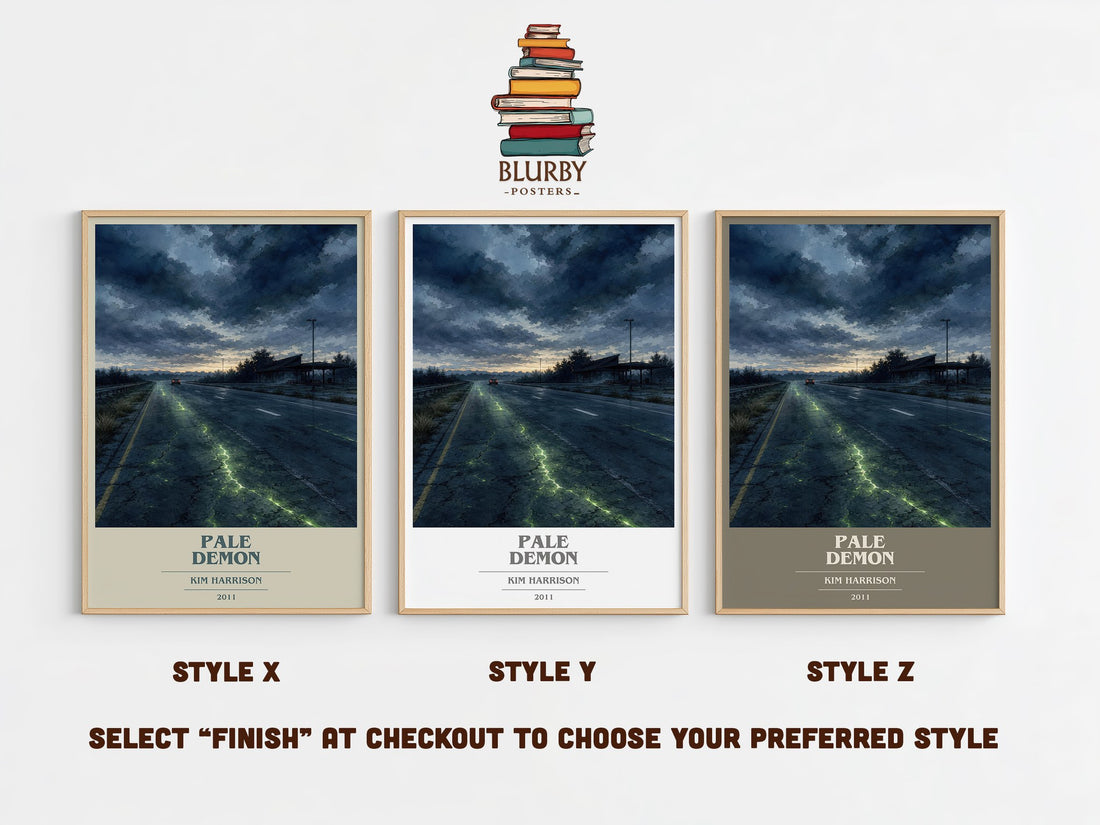 Pale Demon book cover print in frame leaning in hallway – fantasy wall art (mockup)