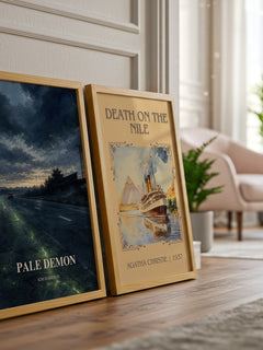 Pale Demon watercolour print framed by window – literary home decor