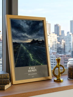 Pale Demon book cover print framed by window – literary home decor
