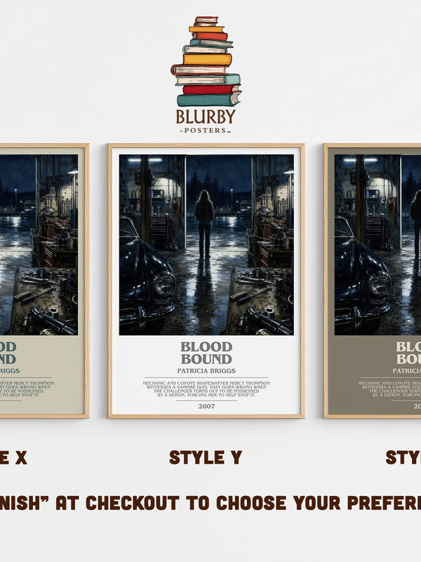 Blood Bound bookish print in frame leaning in hallway – fantasy wall art