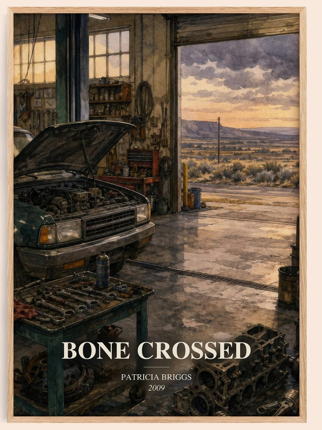Bone Crossed watercolour book poster by Patricia Briggs – framed literary art print