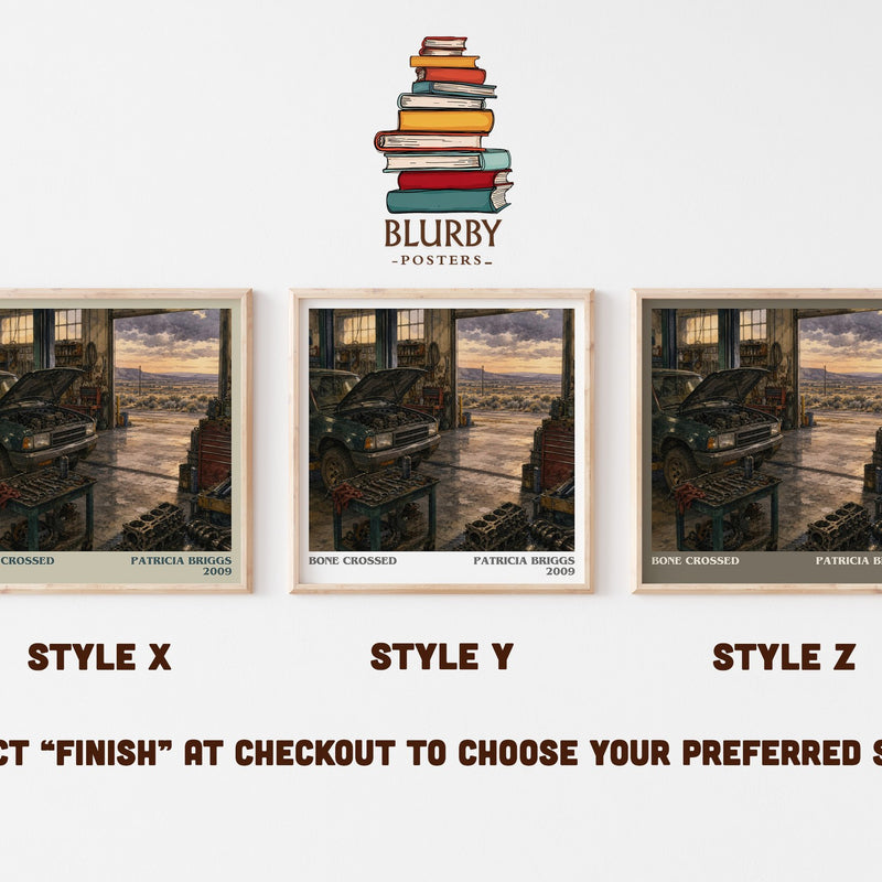 Bone Crossed literary print in frame leaning in hallway – fantasy wall art