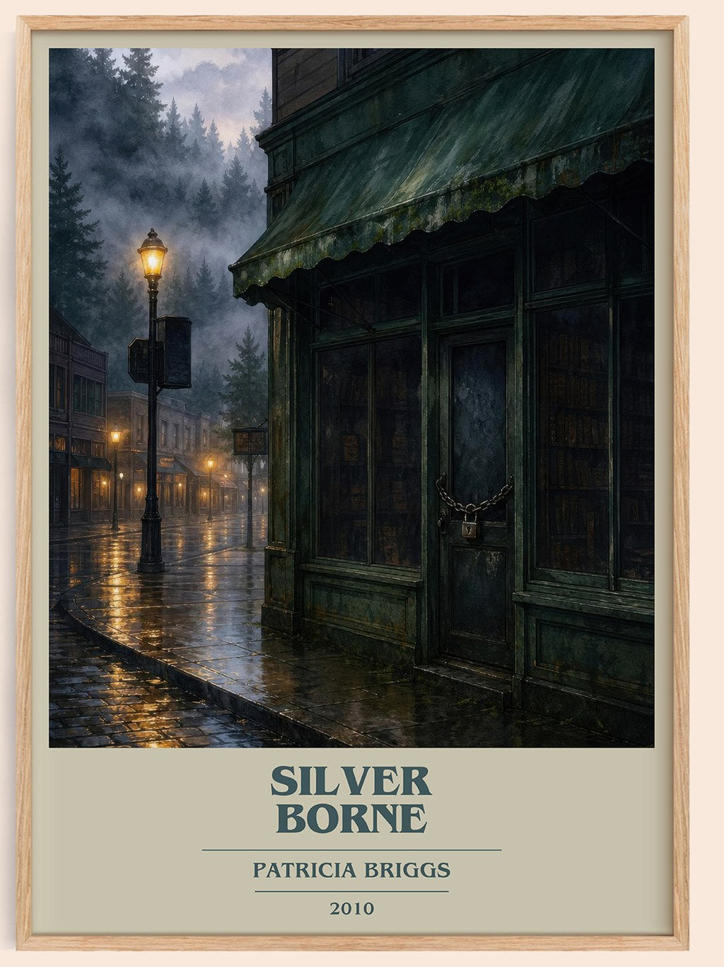 Silver Borne book cover book poster by Patricia Briggs – framed literary art print