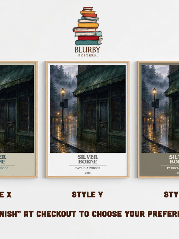 Silver Borne book cover print in frame leaning in hallway – fantasy wall art