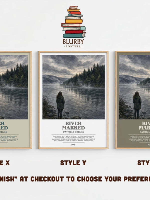 River Marked bookish print in frame leaning in hallway – fantasy wall art