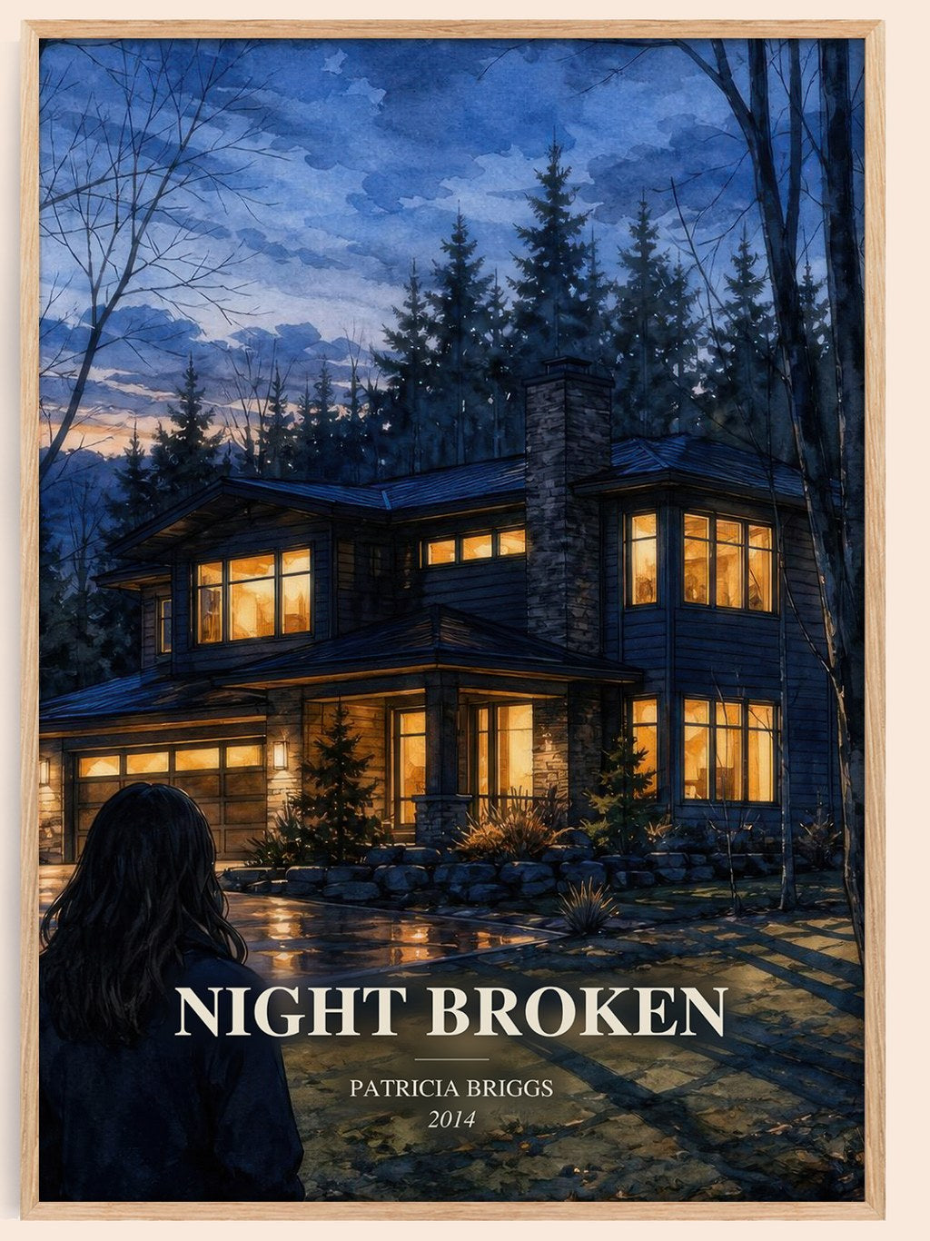 Night Broken watercolour book poster by Patricia Briggs – framed literary art print