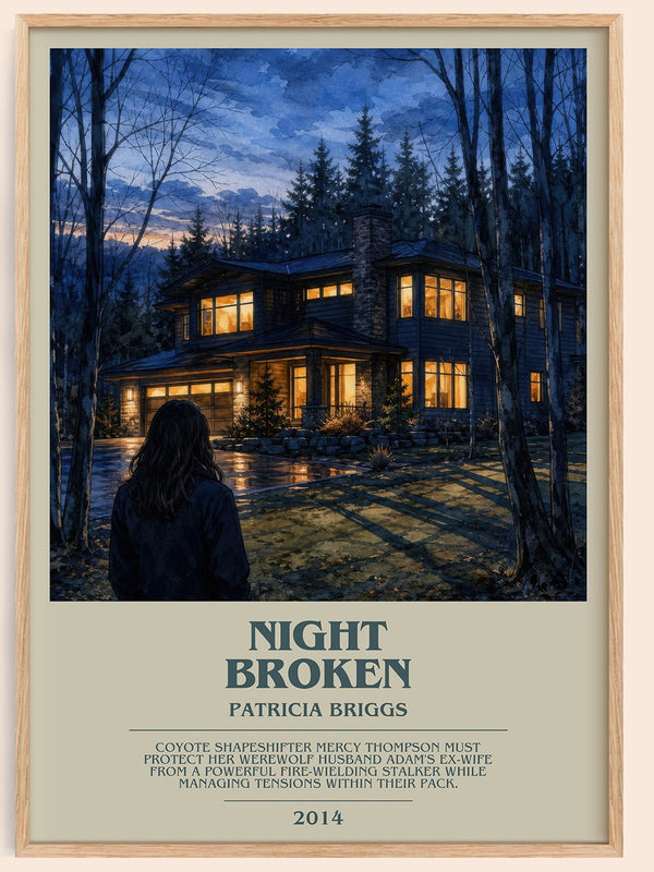 Night Broken bookish book poster by Patricia Briggs – framed literary art print