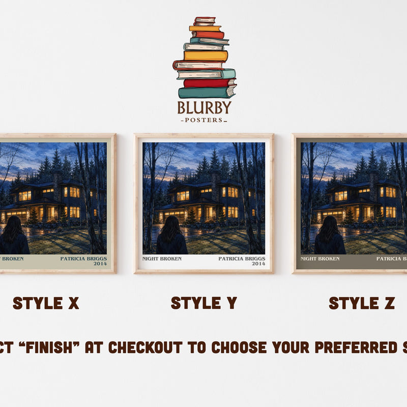 Night Broken literary print in frame leaning in hallway – fantasy wall art