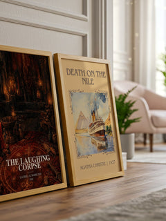 The Laughing Corpse watercolour print framed by window – literary home decor
