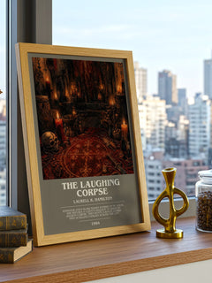 The Laughing Corpse bookish print framed by window – literary home decor