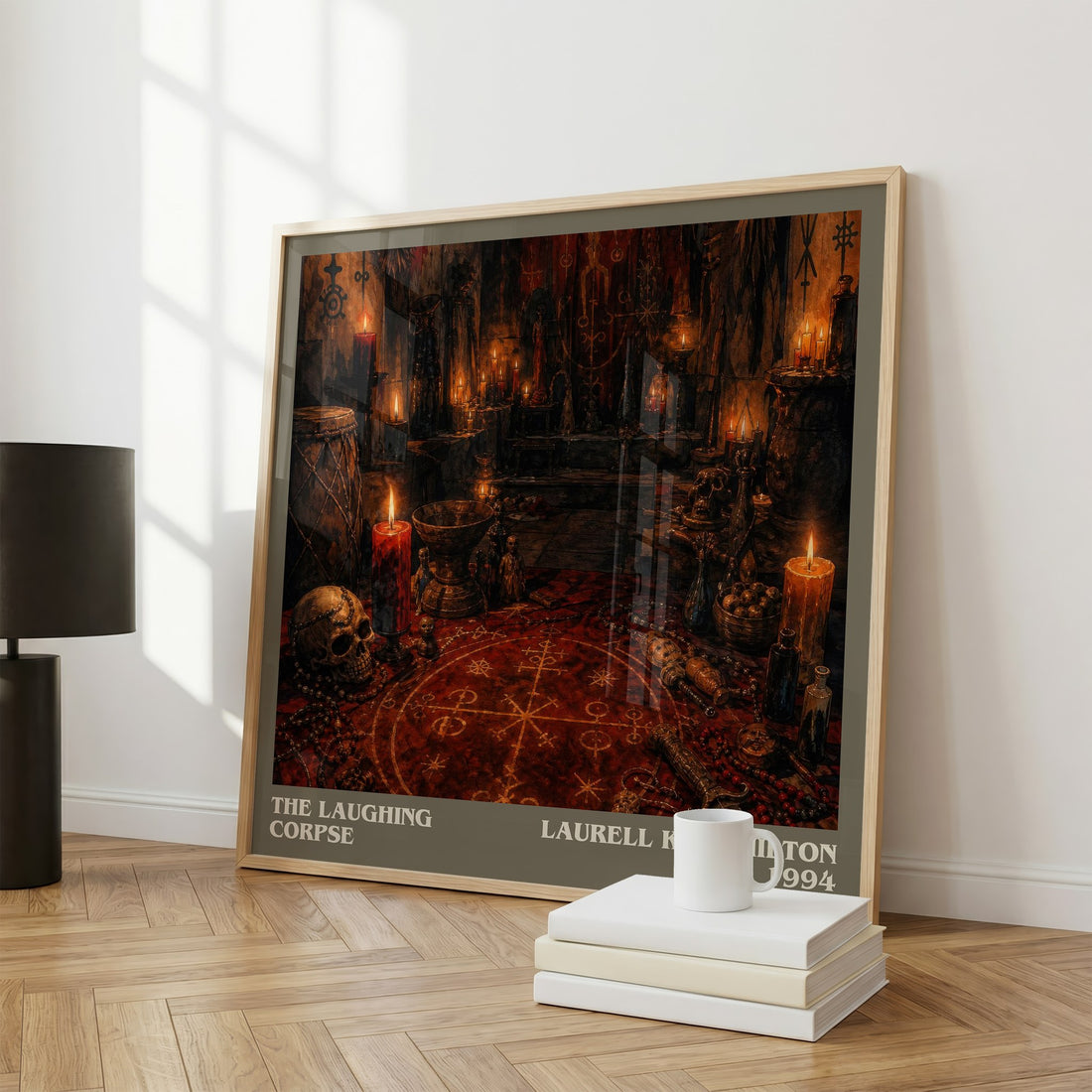 The Laughing Corpse literary print framed by window – literary home decor