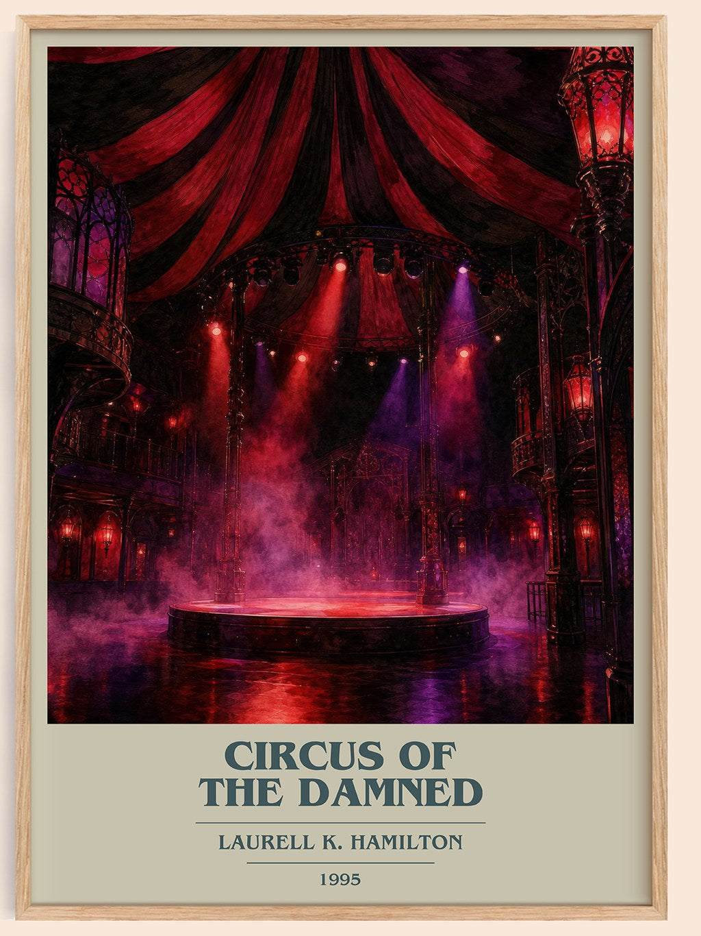 Circus of the Damned book cover book poster by Laurell K. Hamilton – framed literary art print