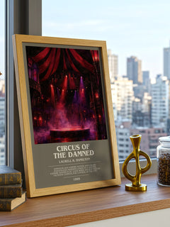 Circus of the Damned bookish print framed by window – literary home decor