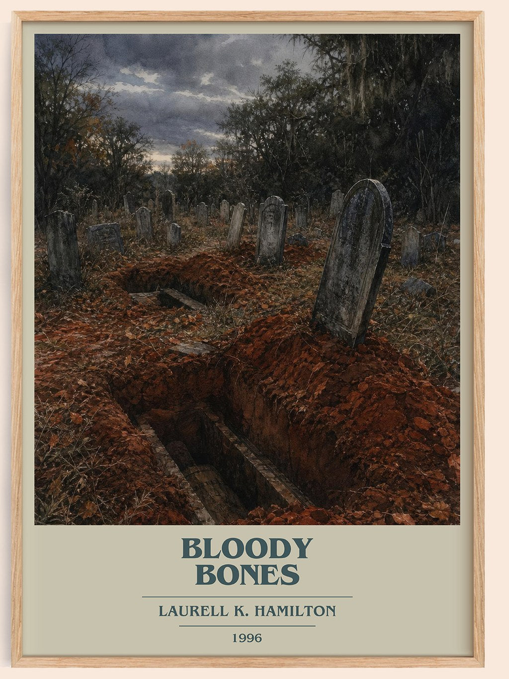 Bloody Bones book cover book poster by Laurell K. Hamilton – framed literary art print