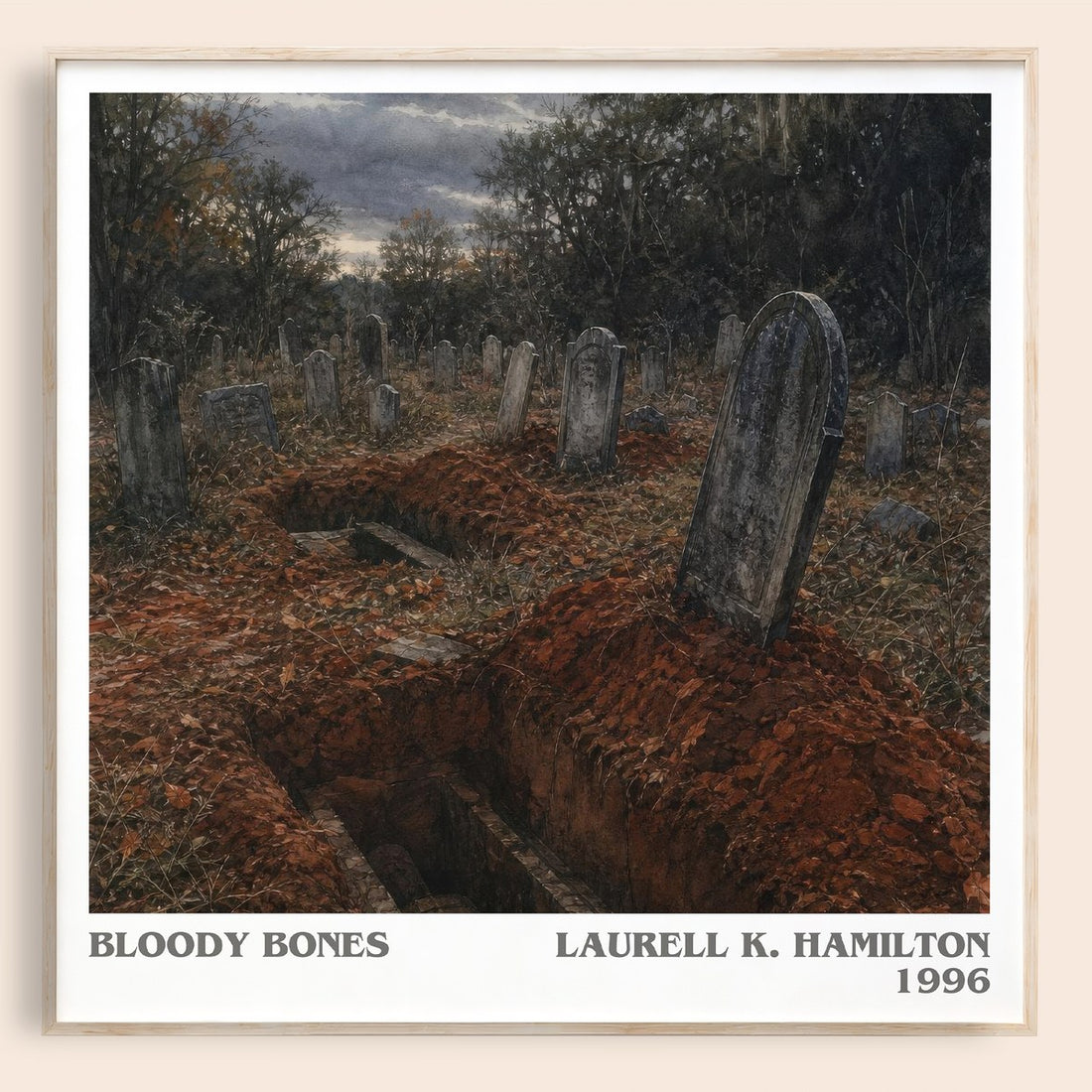 Bloody Bones literary book poster by Laurell K. Hamilton – framed literary art print