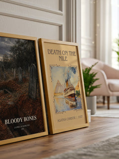 Bloody Bones watercolour print framed by window – literary home decor