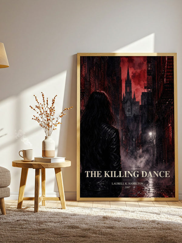 The Killing Dance watercolour print in frame leaning in hallway – fantasy wall art