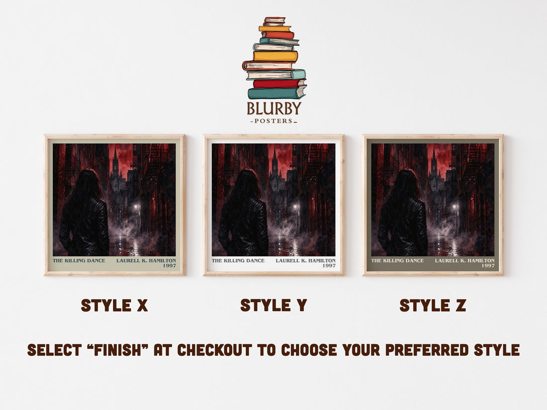 The Killing Dance literary print in frame leaning in hallway – fantasy wall art (mockup)