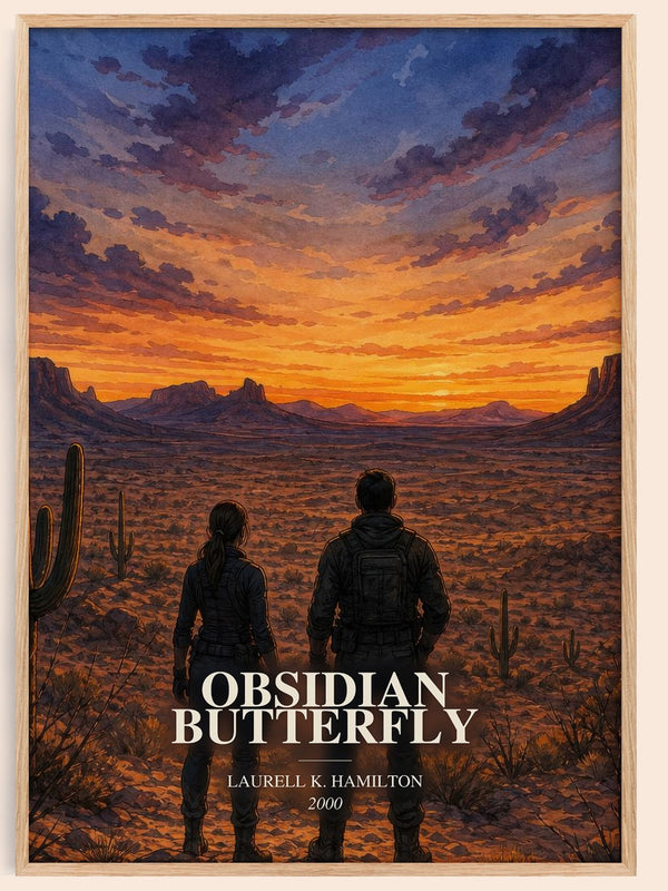 Obsidian Butterfly watercolour book poster by Laurell K. Hamilton – framed literary art print