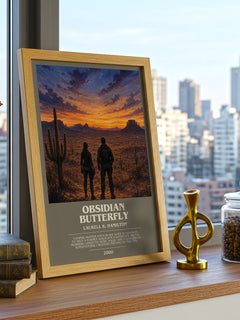 Obsidian Butterfly bookish print framed by window – literary home decor