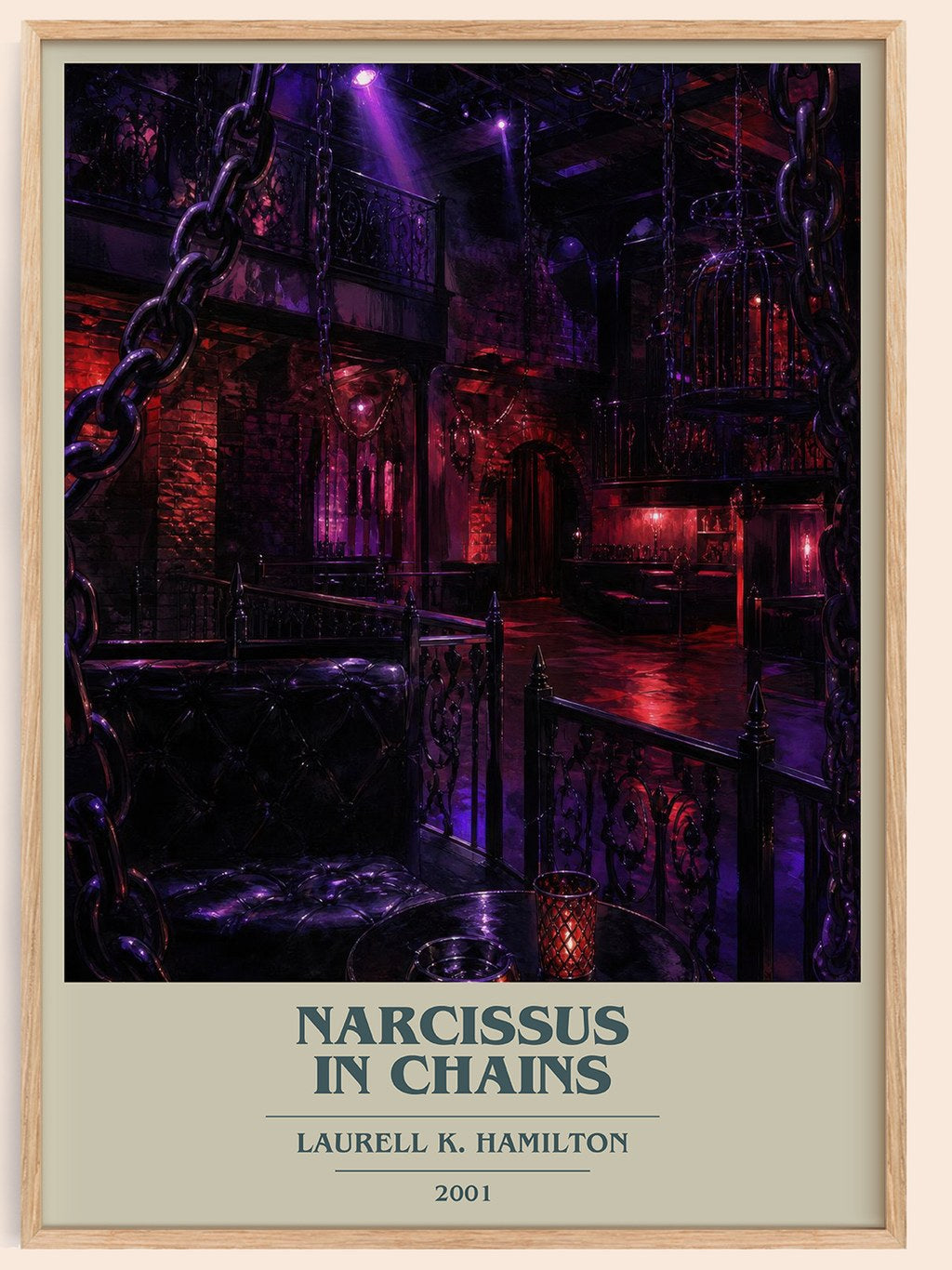 Narcissus in Chains book cover book poster by Laurell K. Hamilton – framed literary art print