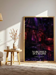 Narcissus in Chains watercolour print in frame leaning in hallway – fantasy wall art