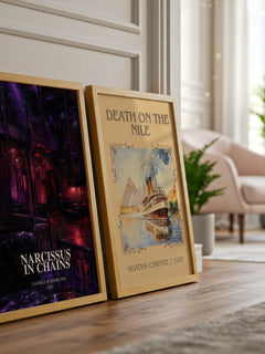 Narcissus in Chains watercolour print framed by window – literary home decor