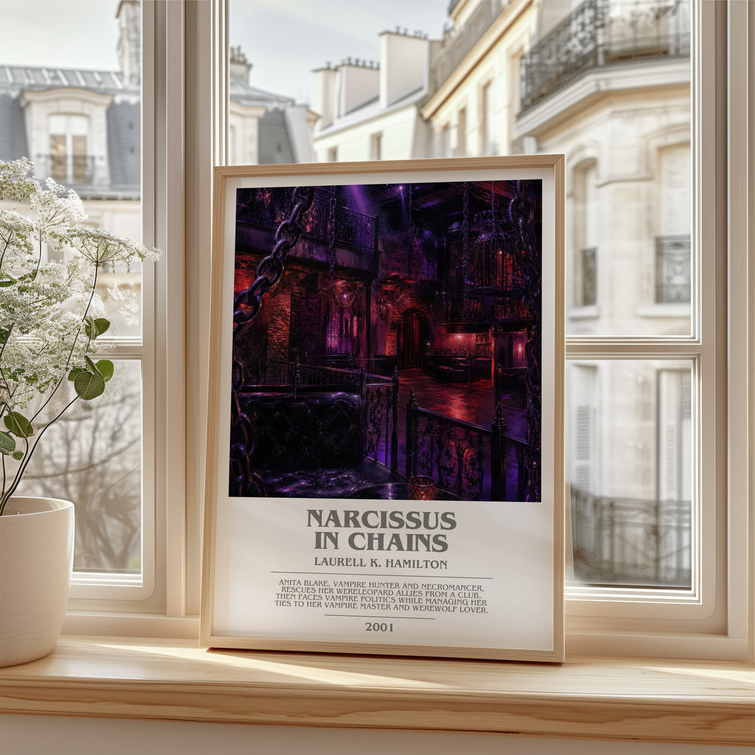 Narcissus in Chains bookish poster colour and style options – Laurell K. Hamilton book art