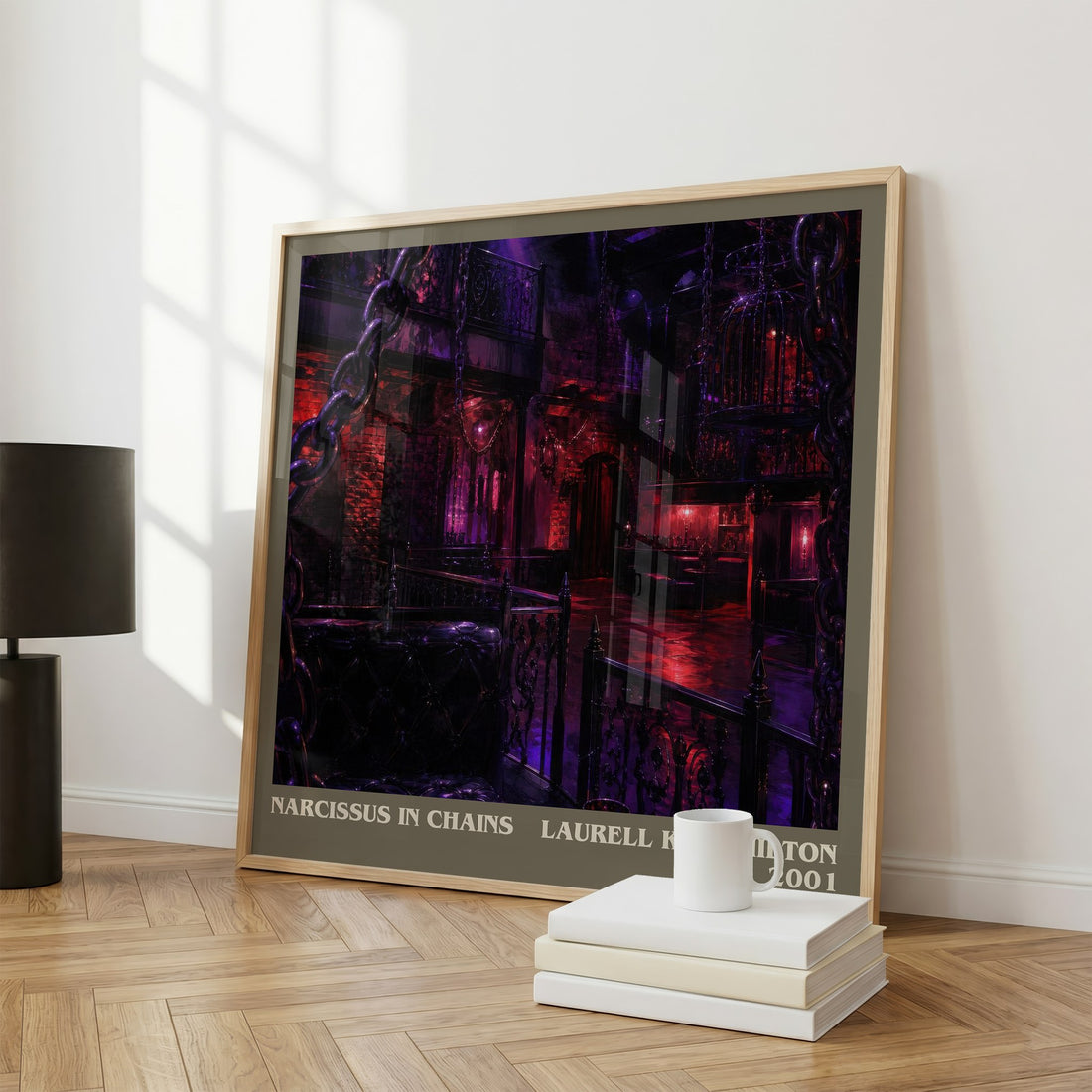 Narcissus in Chains literary print framed by window – literary home decor