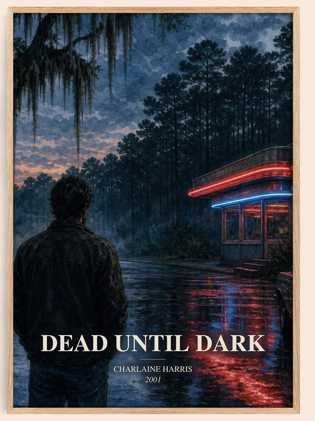 Dead Until Dark watercolour book poster by Charlaine Harris – framed literary art print