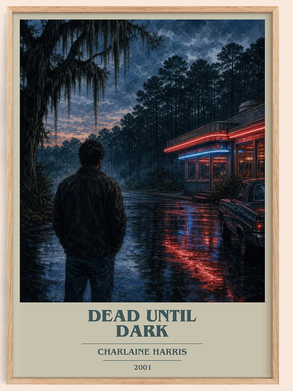 Dead Until Dark book cover book poster by Charlaine Harris – framed literary art print