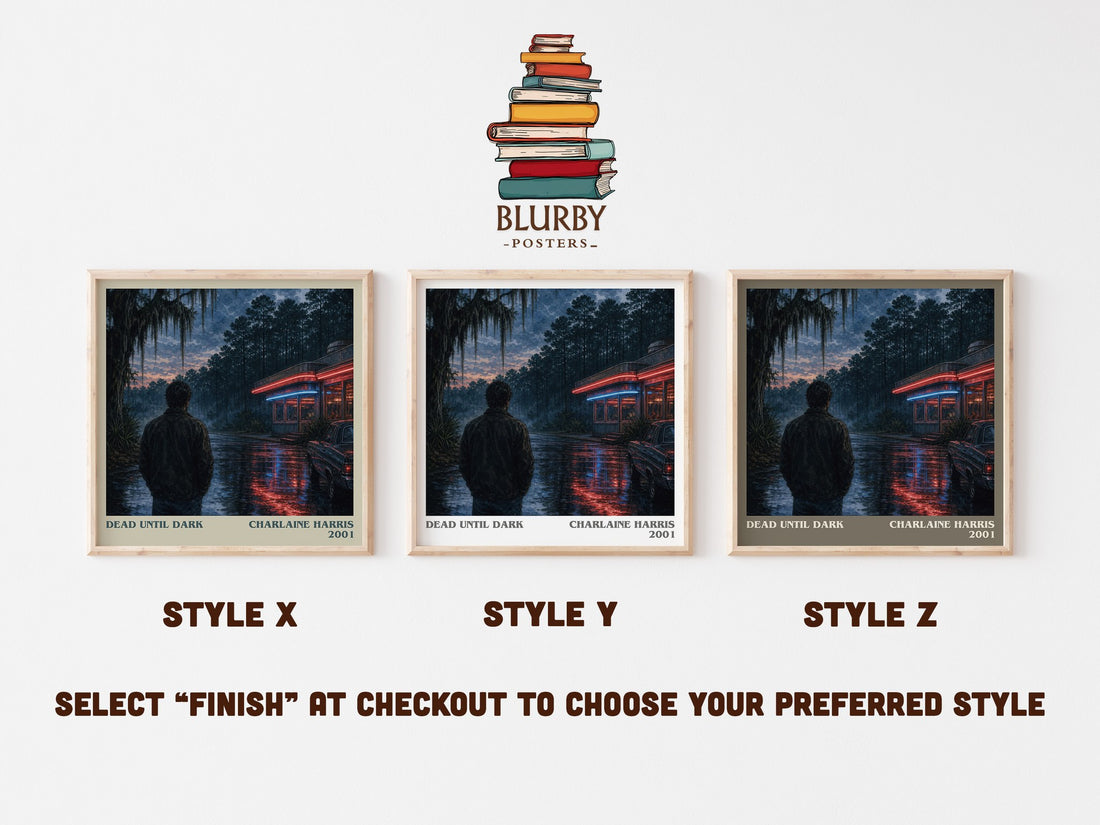 Dead Until Dark literary print in frame leaning in hallway – fantasy wall art (mockup)