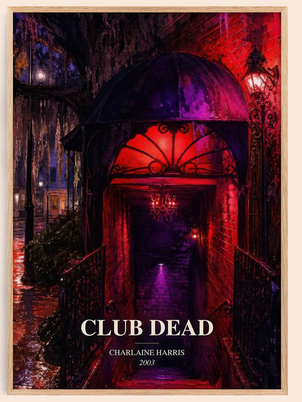 Club Dead watercolour book poster by Charlaine Harris – framed literary art print