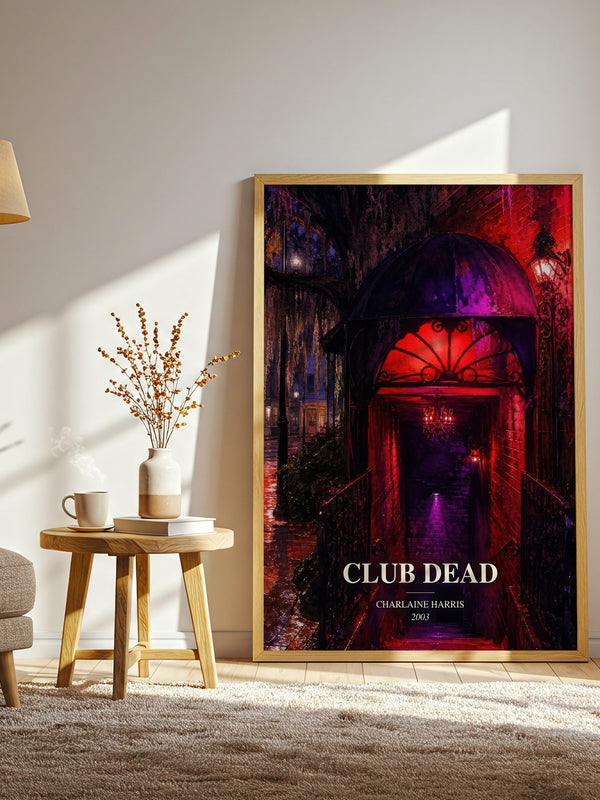 Club Dead watercolour print in frame leaning in hallway – fantasy wall art