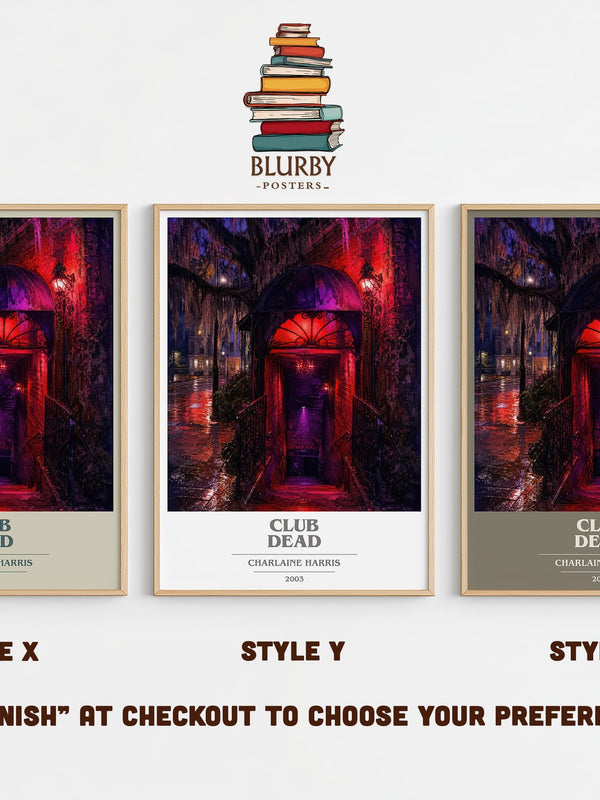 Club Dead book cover print in frame leaning in hallway – fantasy wall art